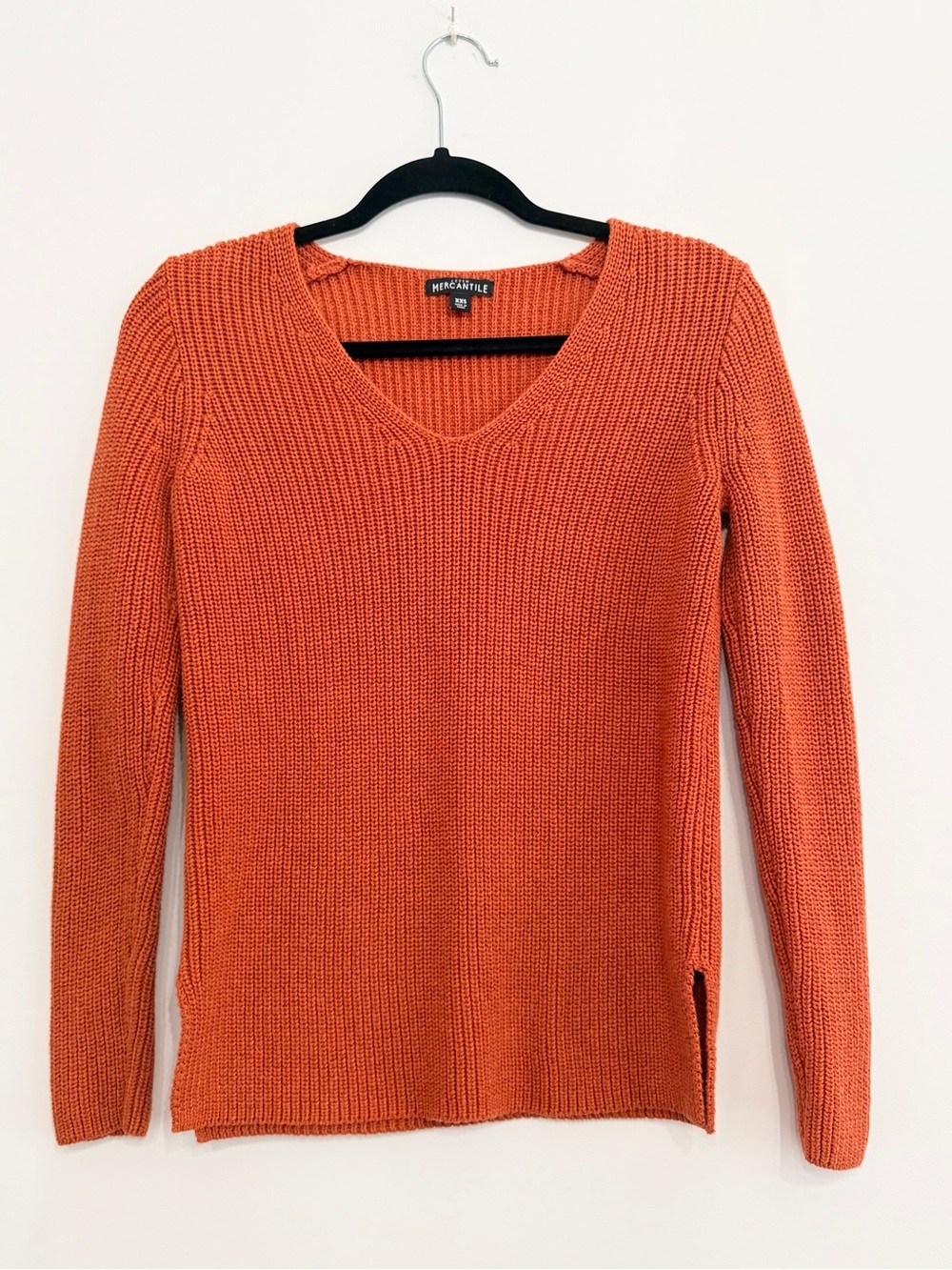 J.Crew Mercantile Burnt Orange Cotton V-Neck Sweater XXS - Picture 2 of 7
